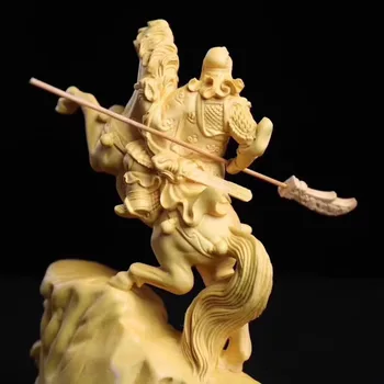 Lemn Guan Gong statuie, din lemn masiv de sculptură călărie Guan Yu, artă modernă, sculptura, artizanat, acasa, living decor de birou