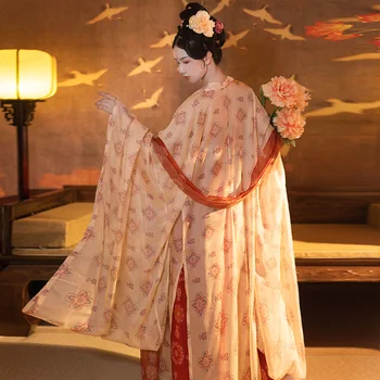 Hanfu Costum Oriental pentru Femei Dinastiei Tang Chineză Tradițională de Dans Popular Haine de Printesa Rochie de Costum de Scenă Rave Purta DN6363