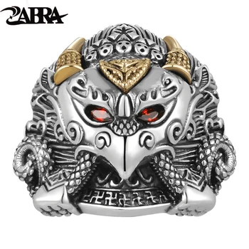 ZABRA Buddha Garuda Real Argint 925 Inele Mitul Pasărea Roșu Cubic Zirconia Ochi Inel de Aur Pentru Bărbați Motociclist Bijuterii