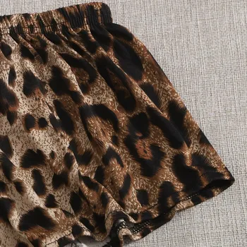 пижама Noi de vara doamnelor bretele + leopard print pantaloni scurți de pijama set piele matasoasa-prietenos și confortabil de vară pijamale F04