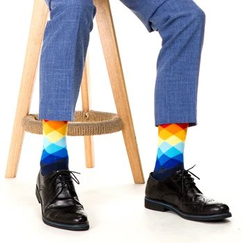 SANZETTI 12 Perechi/Lot 2020 Bărbați Pieptănat Bumbac Casual Sosete Colorate Rochie cu Dungi, Carouri Confortabil Partid Cadou Clasic Șosete