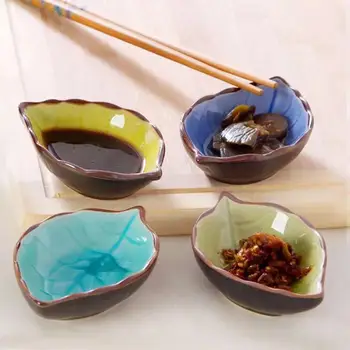 Japoneze Tacamuri Ceramice Sos fel de Mancare Creative frunze de Bucătărie Condimente Vas Mic Mini Gheață Crape Glazura Gustare Plăci