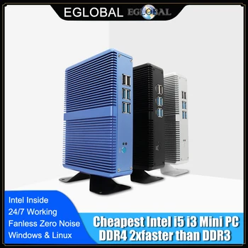 EGLOBAL fără ventilator Mini PC Intel i5 7200U i3 7167U DDR4 DDR3 Nuc Computer Linux, Windows 10 Pro 1*mSATA 1*2.5