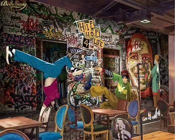 Beibehang Foto Personalizate de hârtie de Perete Murală Europa Graffiti Hip-Hop Rock Bar Muzica KTV Perete 3D imagini de fundal pentru camera de zi