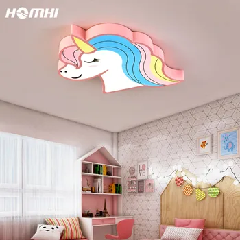 Copii Unicorn Lumina Camera Led Lumini Plafon cu Control de la Distanță de Desene animate Abajur Copii Drăguț Lampa Deco Copil Picătură de Transport maritim