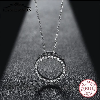 2019 sterling coliere de argint 925 pentru femei lanț decembrie piatra cubic zirconia colier rotund Simplu pandantiv bijuterii
