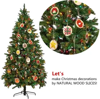 50pcs Lemn Natural Felii Rotunde Cerc Scoarta de Copac Log 2-7cm Cercuri de Lemn pentru a Meserii DIY Nunta Decoratiuni Ornamente de Crăciun