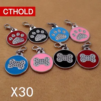 CTHOLD 30pcs/lot Câine ID-ul Tag-ul de Metal Personalizate Pet Tag-ul Mic Câine Mare Accesorii Personalizate Os Laba Numele Tag Placa cat Guler
