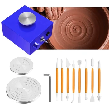 Mini Platane Roată de Olărit, Ceramică Mașină Electrică Roată de Olărit DIY Lut Instrument cu Tava de Ceramica de Lucru UE Plug