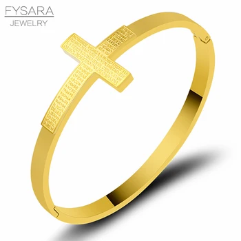 FYSARA 3 Culoare-Aur Biblia Scriptura Cross Brățară & Bratara pentru Femei, Bărbați Bijuterii Creștin Bijuterii Lecție de Rugăciune Bratari
