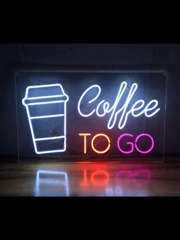Neon Semn de Cafea pentru a merge FEREASTRĂ cupa club Lampa de Mana sticlă adevărată resterant lumina Hotel enseigne cafea Impact Atrage lumina
