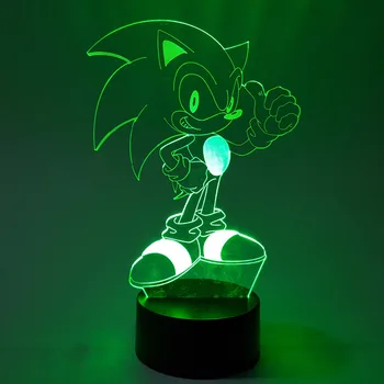 Sonic 3D Veioza Iluzie Vizuală LED Schimbarea Sonic Ariciul Acțiune Figura Noutate Lumina Pentru Cadouri de Crăciun