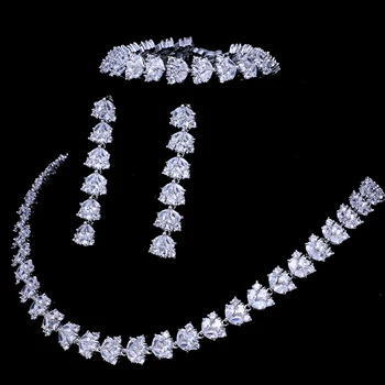 Emmaya Vânzare Fierbinte de Mireasa de Lux Seturi de Bijuterii Pentru Femei Spumant AAA Zircon Pavat Cu Mâna 3 bucati de Nunta Set de Bijuterii
