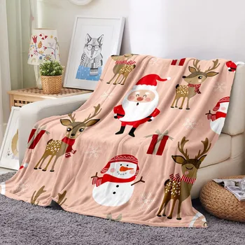 Desene animate Flanel Pătură de Imprimare 3D Cadou de Crăciun Fleece Pătură Pentru Dormitor Arunca Pătură Crăciun Fericit Pentru Copiii Adulți Pătură