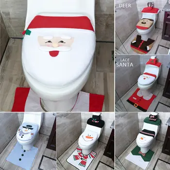 Crăciun Toaletă 3pcs Acoperi Decor Covor Fericit Mos craciun Festiv Set Baie