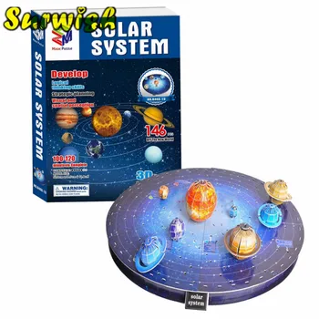 146Pcs Sistemul Solar 3D Puzzle Set Planeta Tabla de Joc de Puzzle 3D Hârtie asamblare DIY 3d din Lemn, Puzzle-uri Jucarii Model