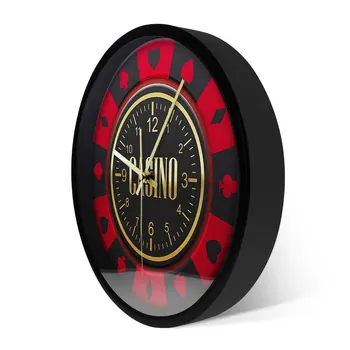 Gamble Chip Tipărite Ceas de Perete Ruleta Turneu de Design Cip Agățat Tăcut Non-Ceasul ticăie pentru Pub Club Casino Decor de Perete