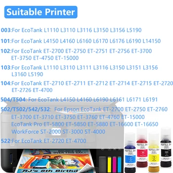 003 Sublimare cu Cerneala Pentru Epson ET-2700 ET-2750 L4150 ET-3750 L4160 L6160 L6170 L6176 L6190 L3110 L3150 L5190 EcoTank Printer