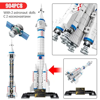 Orașul Tehnice De Aviație Rachete Cărămizi Satelit Artificial Vehicul De Lansare Pad Creator Spațiu Cosmonaut Blocuri Jucarii