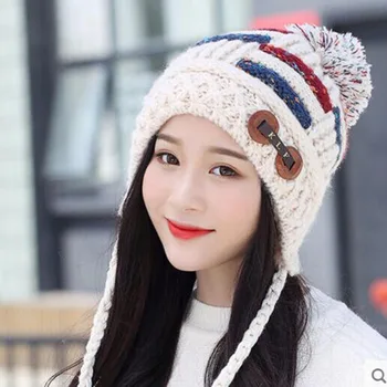 SUOGRY Chelioși Căciuli de Iarnă Hat Pentru Femei Minunat de Cald Pălărie cu trei Hairball se Tricotează Capac Moda Pălării de Iarnă