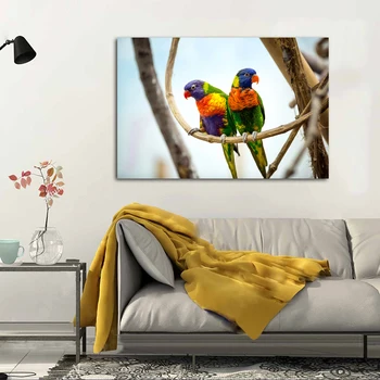 RELIABLI ART Postere Si Printuri Panza Pictura Papagal Colorat Păsări Animale Decorative Arta de Perete Pentru Camera de zi, Fara Rama