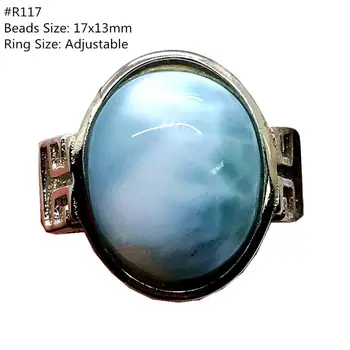 17x13mm Top Albastru Natural Larimar Inel Bijuterii Pentru Femei Margele Ovale de Argint Dominica Apa Model Piatra Inel Reglabil AAAAA