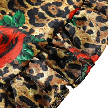 2 buc/Set Copil de Vara Fete Ocazional fără Mâneci Curea Leopard Print Floral T-shirt, Blaturi+pantaloni Scurți, Costume Costum Set