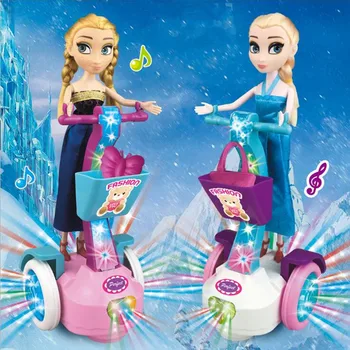 Noi Disney frozen Anna Elsa Papusi Mini Papusa Elsa Echilibrare mașină de Muzica cu lumini Jucarii Copii Snow Queen păpuși Printesa cadou Fete