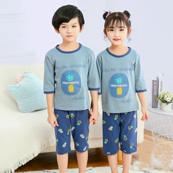 Copilul Inflant Fată Băiat Pijama de Vara din Bumbac Baieti Haine Copii Fete Set de Pijamale cu Maneci Scurte pentru Copii Pijamale Pijimas Seturi
