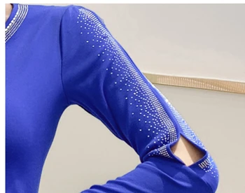 Primavara Toamna Stil European Tricou Fete de Moda V-Neck Diamante Stralucitoare Femei Topuri cu Maneci Lungi Sexy Teuri Spate Noi 2021 T11506A