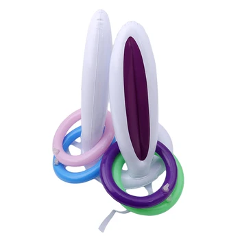 1Set Gonflabil Toy Iepurașul de Paște Gonflabile Urechi de Iepure Pălărie Inel Gonflabile Pentru Iepurasul de Pasti Joc de Petrecere pentru Copii în aer liber Inel Toy