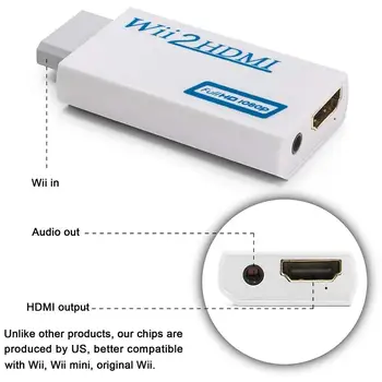 FIERBINTE Pentru Wii la HDMI Convertor cu 5ft Cablu HDMI de Mare Viteză Wii2HDMI Adaptor de Ieșire Video&o cu Jack de 3,5 mm oana, Suport