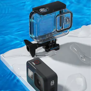 60m Subacvatice Caz Impermeabil pentru GoPro Hero 8 Coajă de Protecție de Acoperire Carcasă Neagră, Lentilă aparat de Fotografiat 60M Scufundări, Înot Accesorii