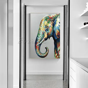 Animal elefant plattle cutit de pictura in Ulei Pe Panza Pictura Pentru Camera de zi de Perete de Arta abstractă modernă Pictate manual