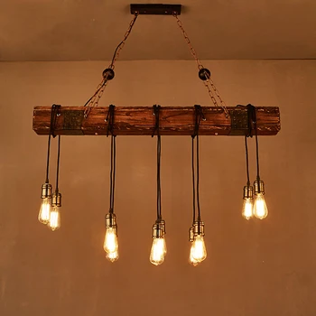 Pod de lemn vintage industriale lumini pandantiv restaurant, cafenea, sala de mese retro din lemn agățat lampă lumina de interior design