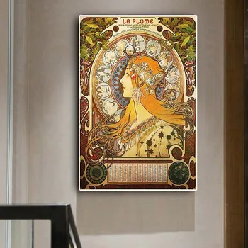 Alphonse Mucha Celebra Ilustrare Panza Pictura pe Perete Postere si Printuri Clasice Nouveau Femeie de Arta de Perete Poze Decor Acasă