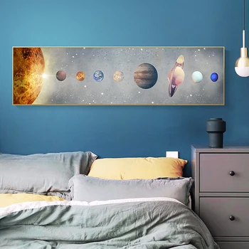 Nordic Planeta Soare Panza Pictura Unic, Galben, Negru și Postere de Imprimare pentru Perete Camera de zi Poza pentru Dormitor Arta de Perete Poster