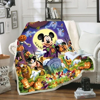Halloween Desene animate Minnie Mickey Mouse Moale Arunca Pătură Sherpa Suport Copii Fete Băieți Cadou de Crăciun 150X200CM pe Canapea
