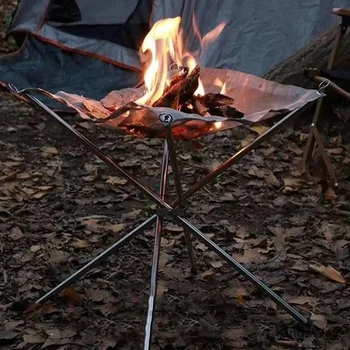 Portabil în aer liber, Foc de Camping din Oțel Inoxidabil Plasă Șemineu Pliabil pentru Terasă în aer liber