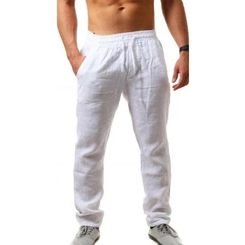 Oamenii Lenjerie de pat din Bumbac Pantaloni Culoare Solidă Talie Elastic Vrac Pantaloni Lungi de Vara Primavara Bărbați Respirabil Ultra-subțire Mici Casual p
