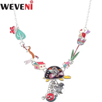 WEVENI Declarație Originală de broască Țestoasă Flori Bird Cravată Colier pentru Femei Pandantive Guler 2017 Noua Moda Email Bijuterii Accesorii