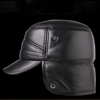 SILOQIN Barbati din Piele Pălărie de Iarnă Plus de Catifea Groasă Cald Șapcă de Baseball Cu apărători pentru urechi din piele de Oaie Piele de Pălării Pentru Bărbați Nou