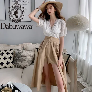Dabuwawa Streetwear Solid cu Centură Split Tiv pantalon pentru Femei de Vară Talie Mare Ars Asimetric Fusta Lunga de sex Feminin DN1BSK013