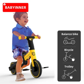 Babyinner 5-în-1 Pliabil Copil echilibru bicicleta Copil Tricicleta Copii Walker Carucioare Portabile Copii Biciclete cu Trei Roți Biciclete 1-6 Y
