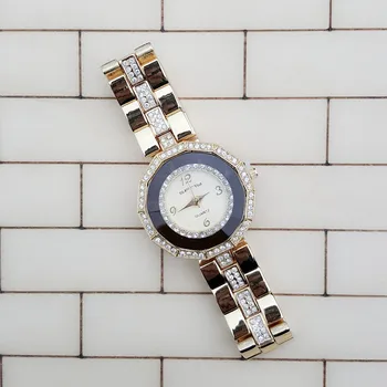 2016 Nou Brand pentru Femei Ceasuri de cea Mai buna Calitate Placat cu Aur cu Diamante, Ceasuri de Lux din Oțel Inoxidabil Special Poligon Cadran Ceas Lady