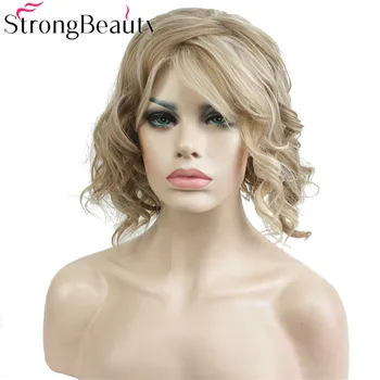 StrongBeauty Scurt Ondulat Peruca Blonda Sintetic Rezistent la Căldură Peruci Par pentru Femei