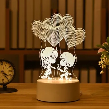 Dragostea romantică Lampa 3D in forma de Inima Balon Acrilice LED Lumina de Noapte Decorativ, Lampa de Masa Baby Ziua Îndrăgostiților Duș Cutie de Cadou