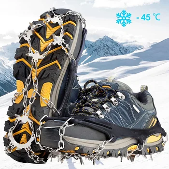 Alpinism Accesorii Crampoane anti-alunecare Șiret Tracțiune Zăpadă Cizme Pantofi anti-alunecare 19 Drumeții Cuie din Oțel Inoxidabil