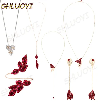 2020 SWA de Moda de Înaltă Calitate Farmecul Petală de Lux Roșu Camellia Cristal Doamnelor Colier Romantic Bijuterii Cadouri Pentru Femei