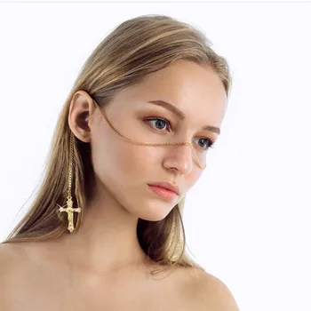 Moda de Lux de Culoare de Aur de Metal Lanț de Link-ul de Monede Pandantiv Cruce Fata Lanț de Bijuterii de Față Accesorii pentru Femei Cadou Lucky